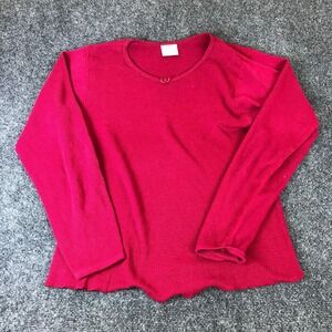 Partners Intimates Shirt Womens XL Fuchsia Pink Cotton Mesh Long Sleeve Pullover